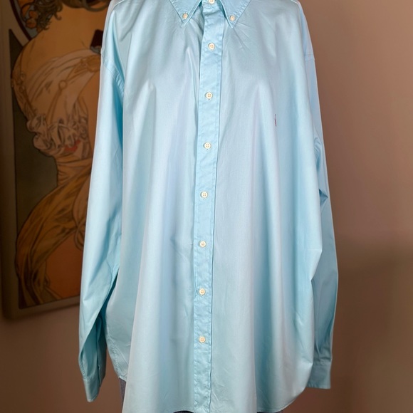 POLO RALPH LAUREN Long Sleeve Dress Shirt with Purple Embroidered Polo - Picture 3 of 6